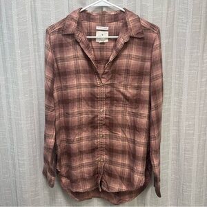 American Eagle dusty pink/brown flannel shirt, size M